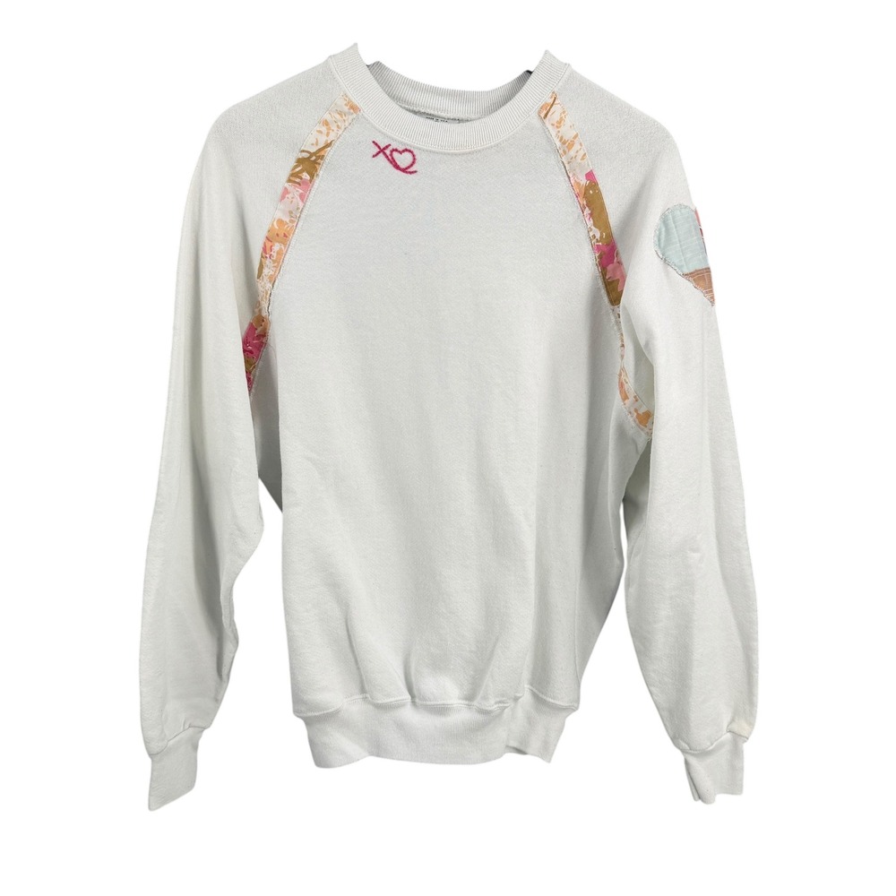 Vintage Lee Vivian Rikki Designs Upcycled Sweatshirt Size Large Patchwork Heart